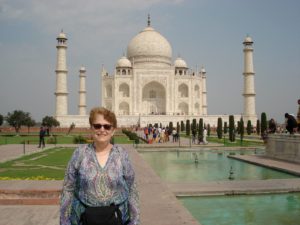 Above, photo of me at the Taj Mahal