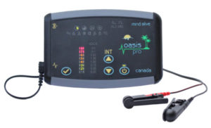 The CES Oasis Pro by Mind Alive helps treat symptoms of anxiety, stress, and even sleep problems