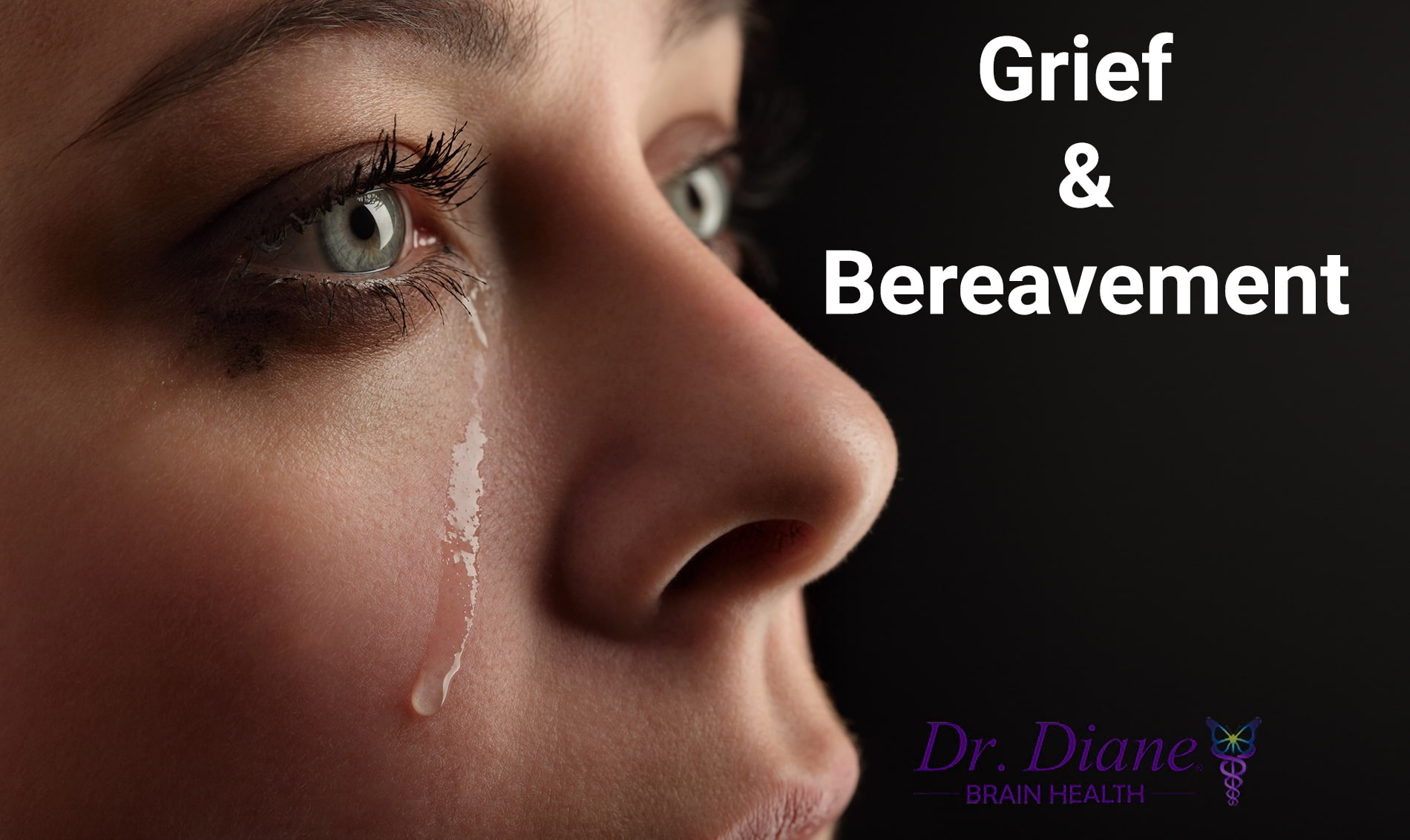 Close up of woman crying suffering from grief before grief therapy 