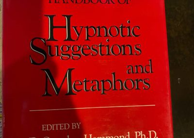 Cover of a book named "Handbook of Hypnotic Suggestions and Metaphors. Edited by D. Corydon Hammond, Ph.D.